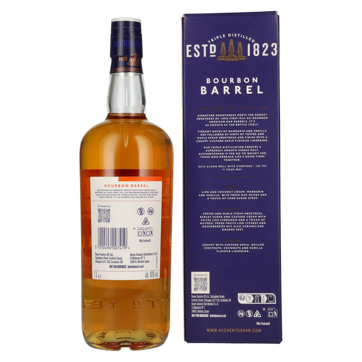 Auchentoshan BOURBON BARREL Single Malt Scotch Whisky Travel Exclusive 40% vol. 1 litre in a gift box