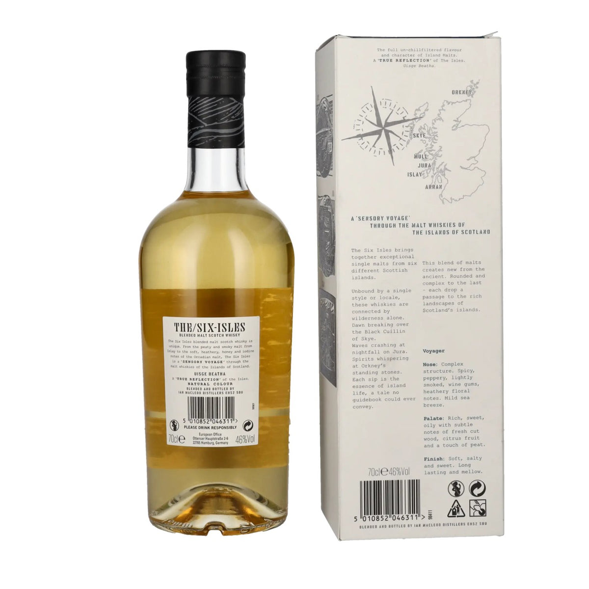 The Six Isles Whisky Blended Malt Scotch Whisky VOYAGER 46% vol. 0,7 l in geschenkverpakking