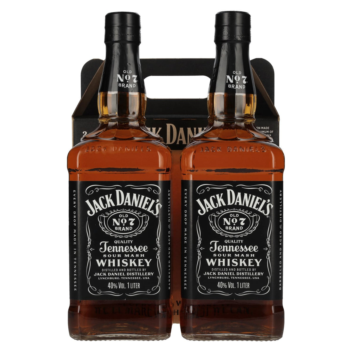 Jack Daniel's Tennessee Whisky TWINPACK 40% ABV, 2 x 1 litre in a gift box