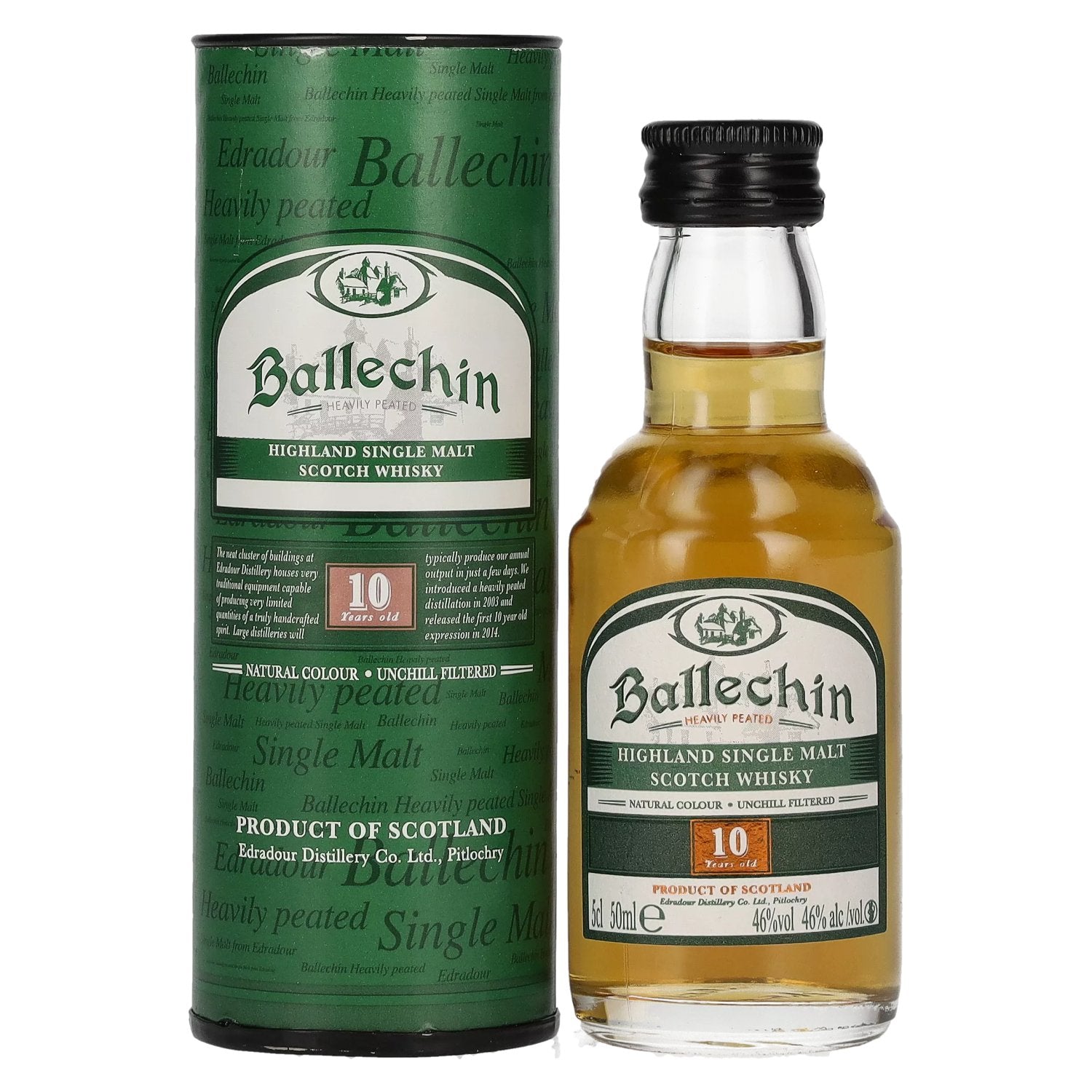 Edradour Ballechin 10 Years Old Highland Single Malt 46% Vol. 0,05l in Geschenkbox