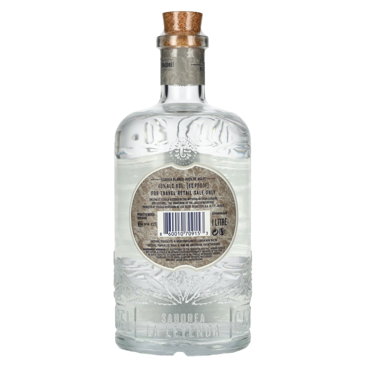 Cazcabel Tequila BLANCO 100% Agave 40% vol. 1 litre