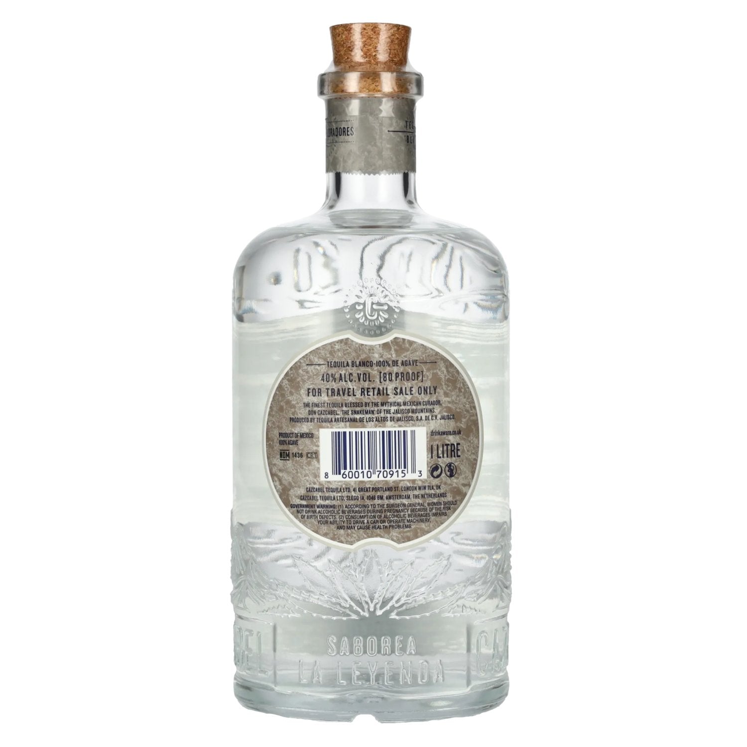 Cazcabel Tequila BLANCO 100 % d'agave, 40 % vol., 1 l