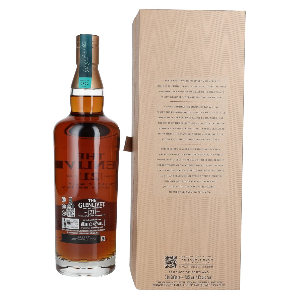 The Glenlivet 21 ans d'âge THE SAMPLE ROOM COLLECTION, whisky single malt écossais, 43 % vol., 0,7 l, dans un coffret cadeau