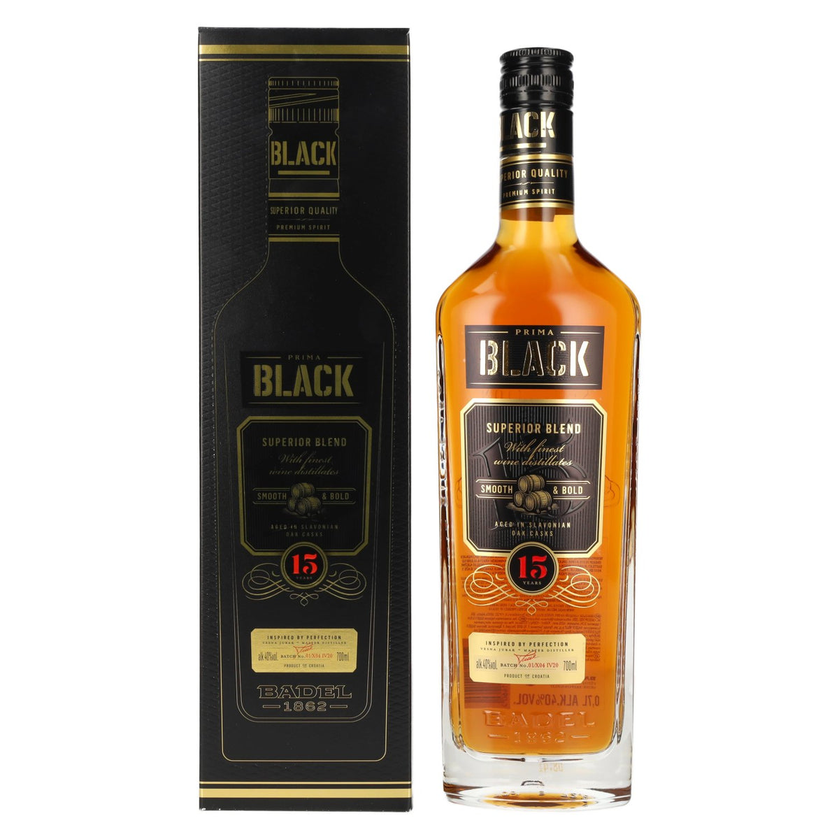 Badel Prima Black Superior Blend 40 % vol., 0,7 l, dans un coffret cadeau