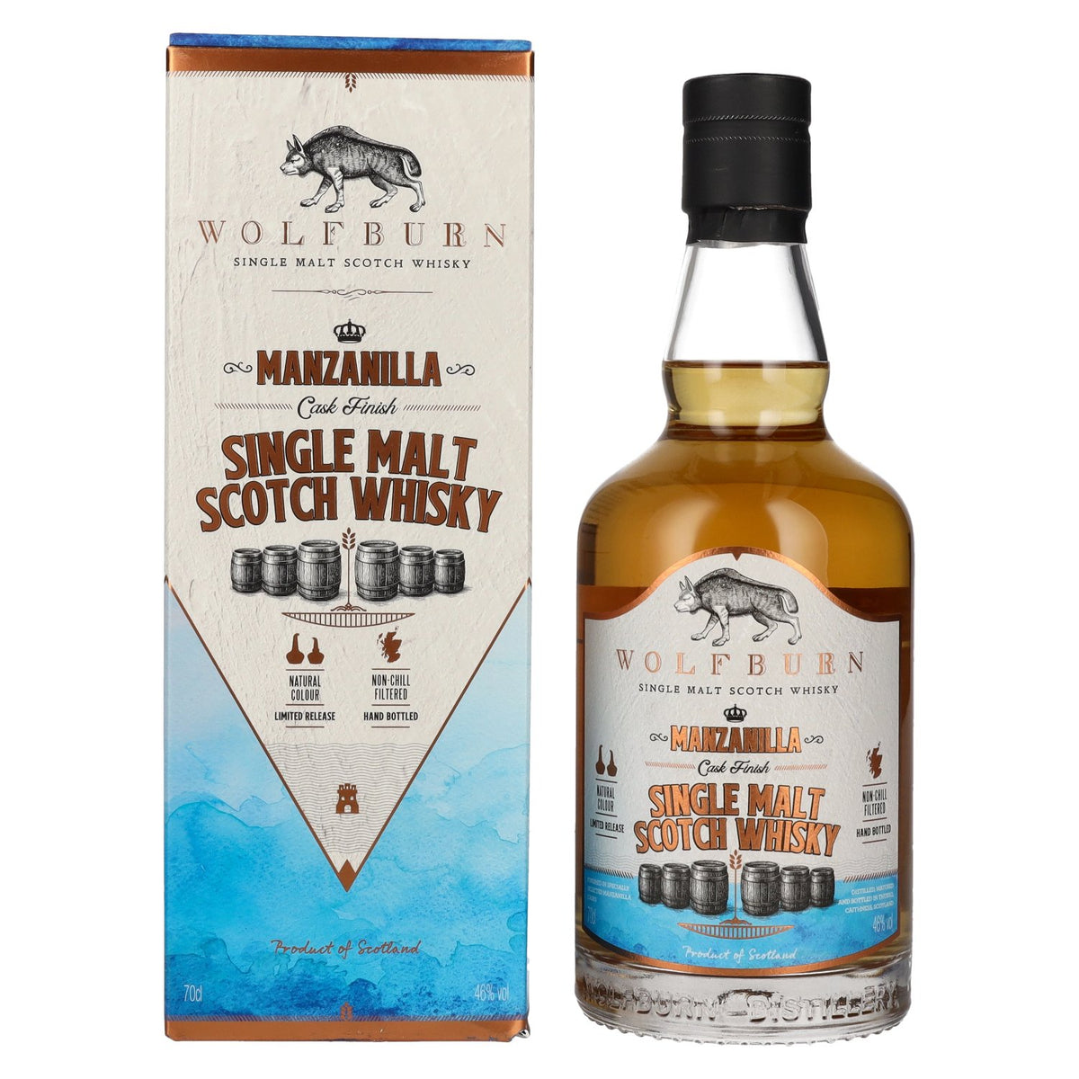 Wolfburn MANZANILLA Single Malt Scotch Whisky 46% vol. 0.7 l in a gift box