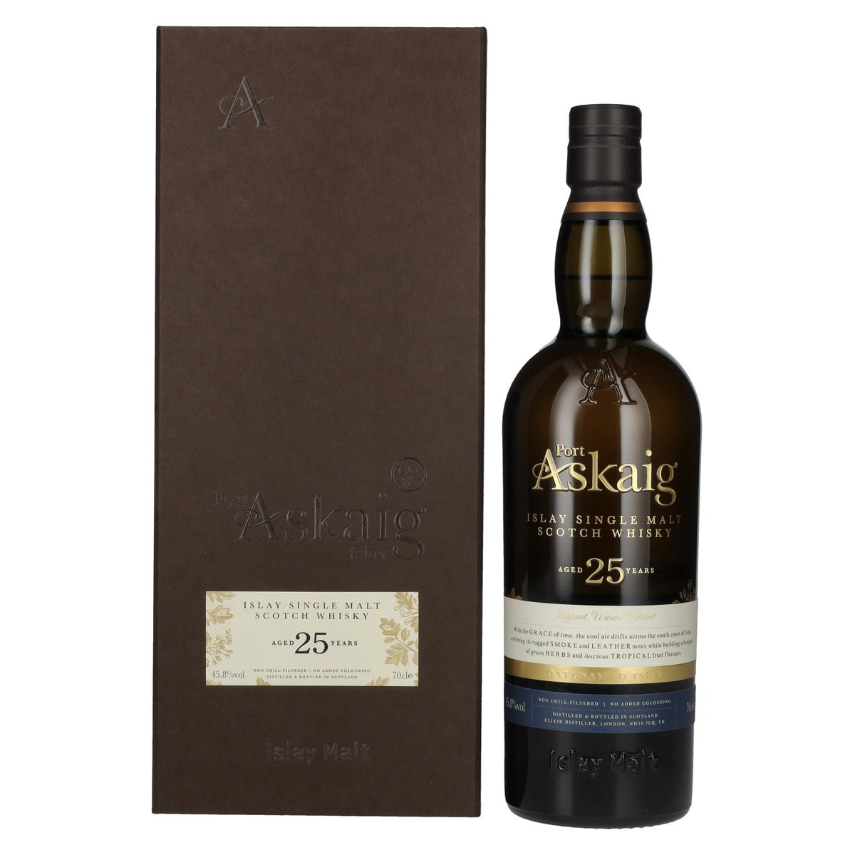 Port Askaig Islay 25 Years Old Islay Single Malt Scotch Whisky 45.8% ABV 0.7l in a gift box