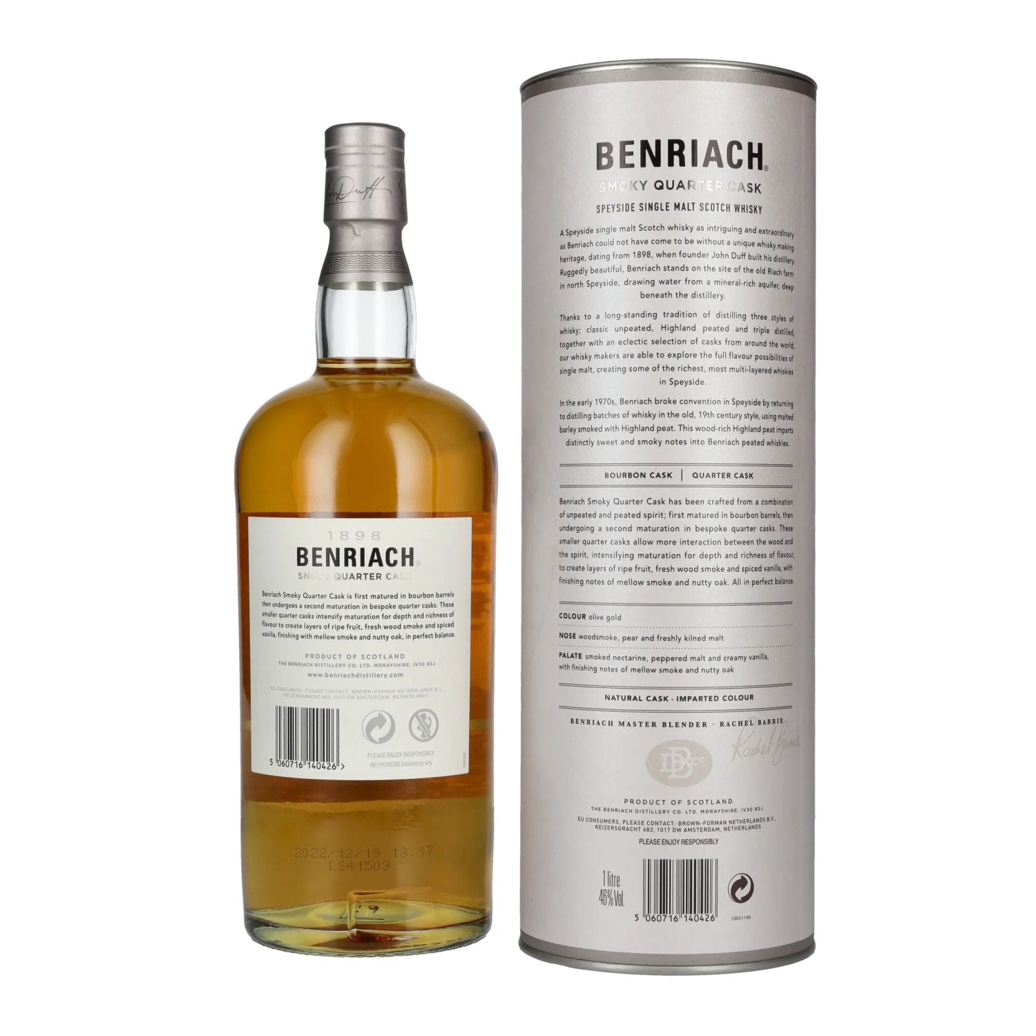 De Benriach SMOKY QUARTER CASKS Single Malt Scotch Whisky 46% Vol. 1l in geschenkverpakking