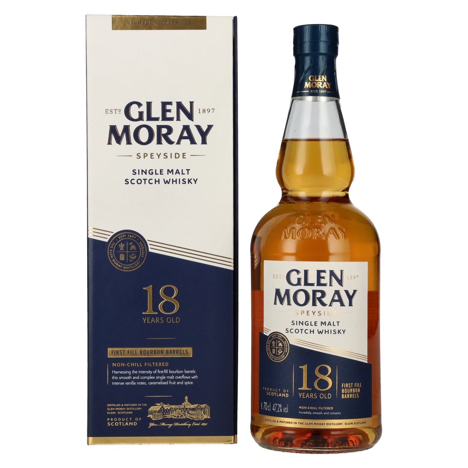 Glen Moray 18 Years Old Speyside Single Malt 47,2% Vol. 0,7l in Geschenkbox