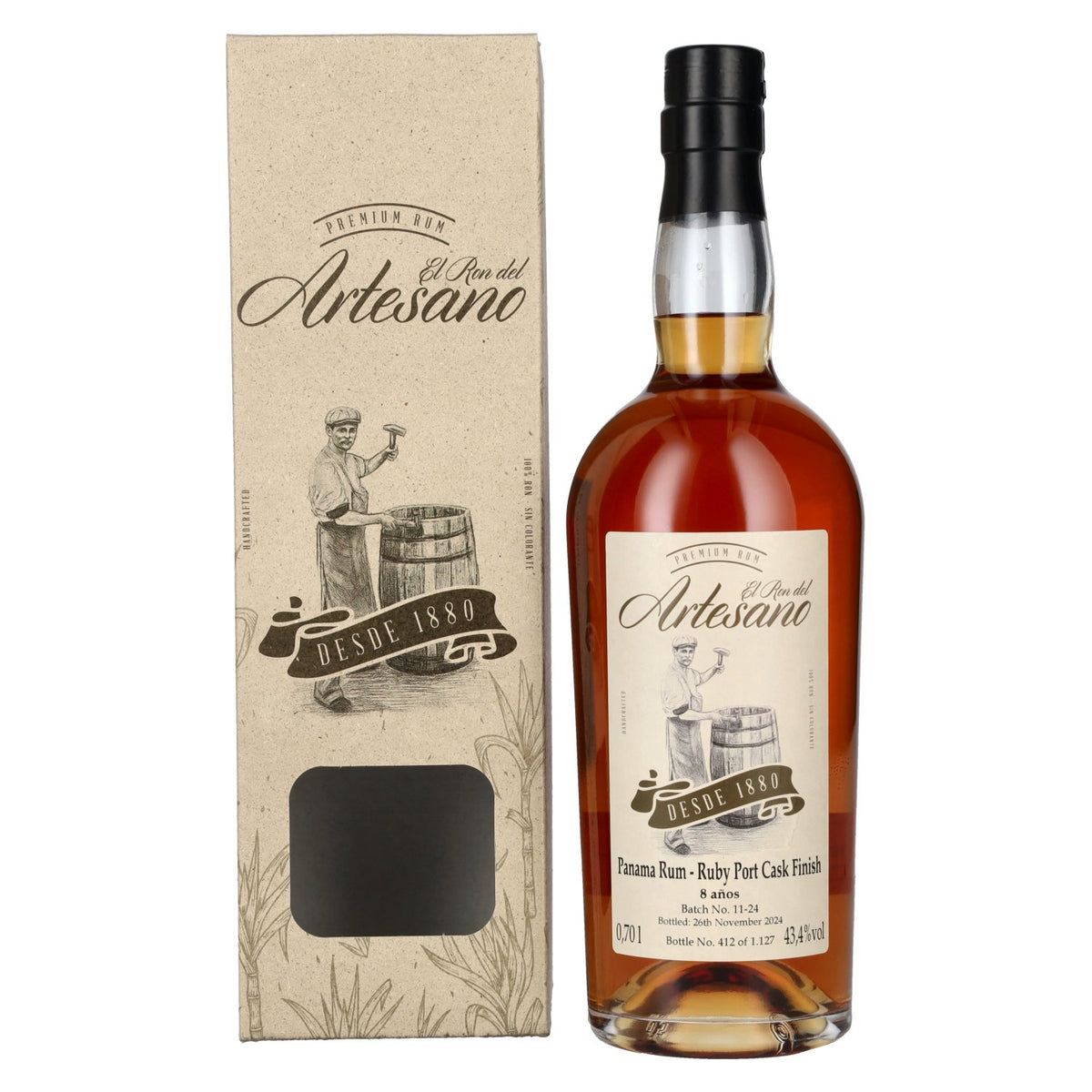 El Ron del Artesano 8-Year-Old Ruby Port Cask Finish Panama Rum 43.4% vol. 0.7l in a gift box