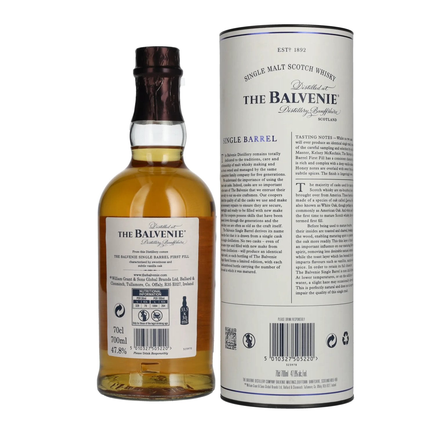 The Balvenie 12 Years Old Single Barrel First Fill 47,8% Vol. 0,7l in geschenkverpakking