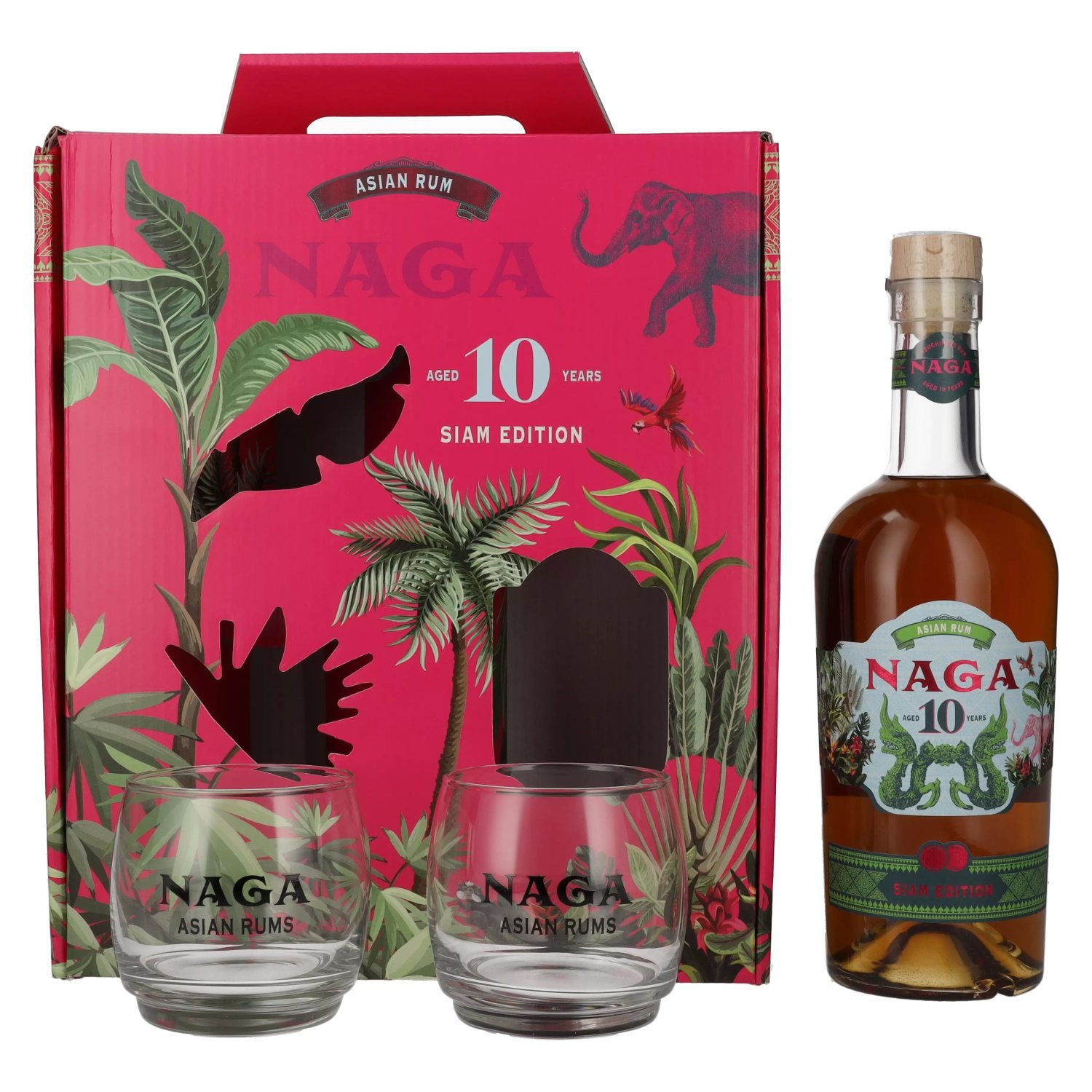 Naga Rum 10 Years Old Asian Rum SIAM EDITION 40% vol. 0,7l en boîte cadeau avec 2 verres