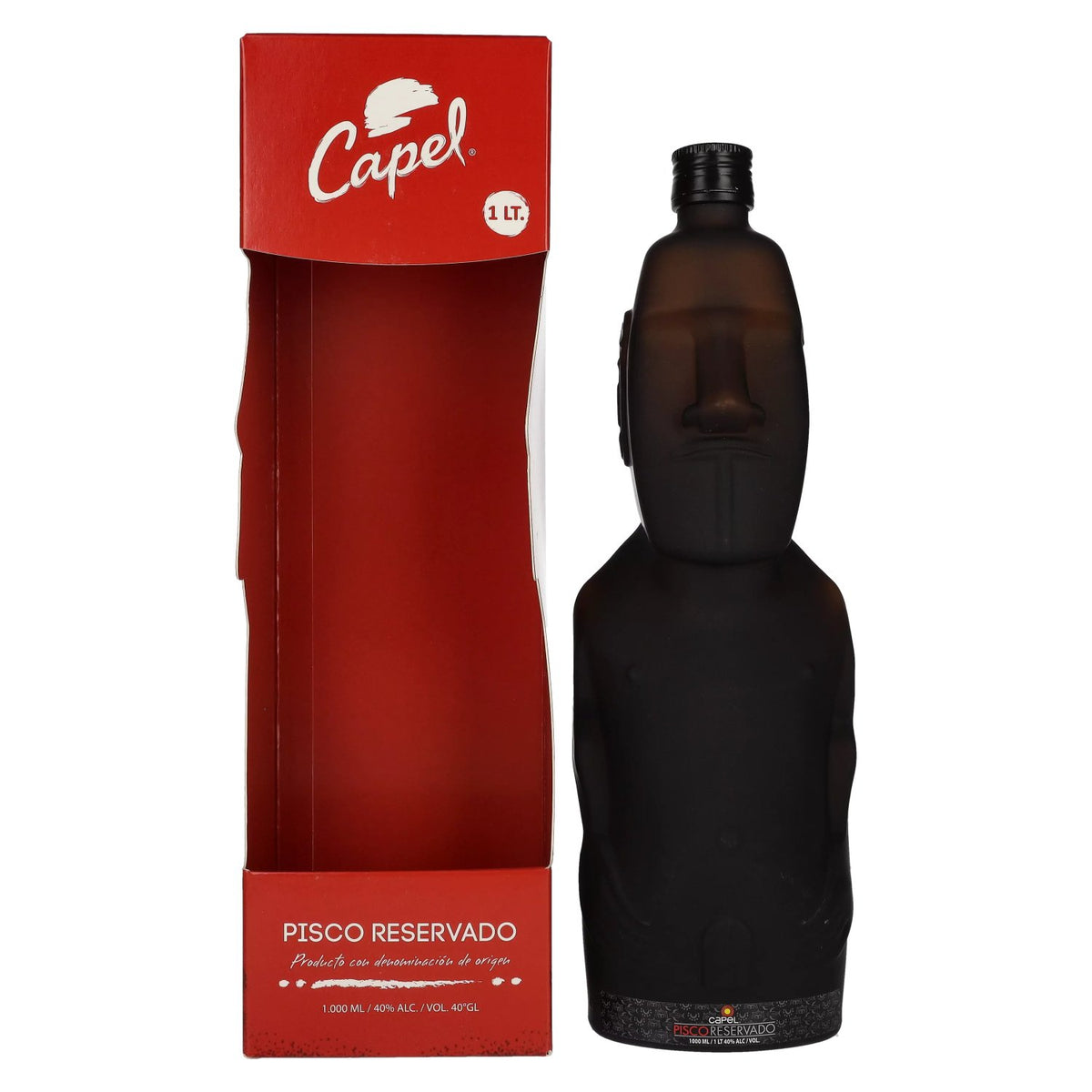 Pisco Capel Reservado Edición Especial MOAI 40% ABV, 1 litre, in a gift box