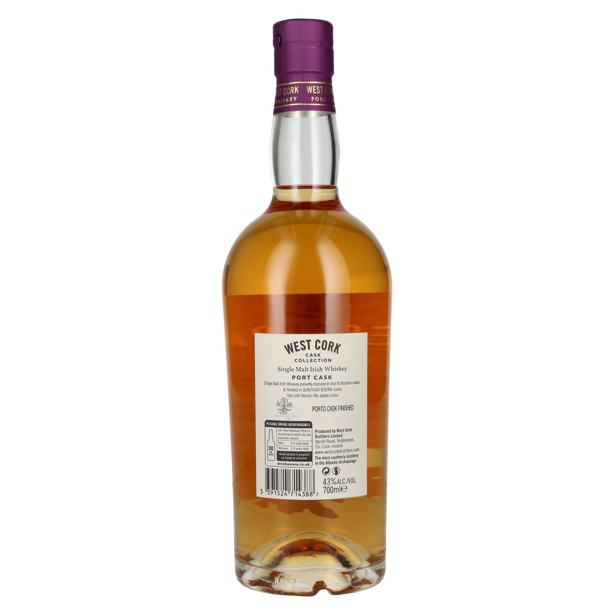 West Cork Irish Whiskey PORT CASK FINISHED 43 % vol. 0,7 l