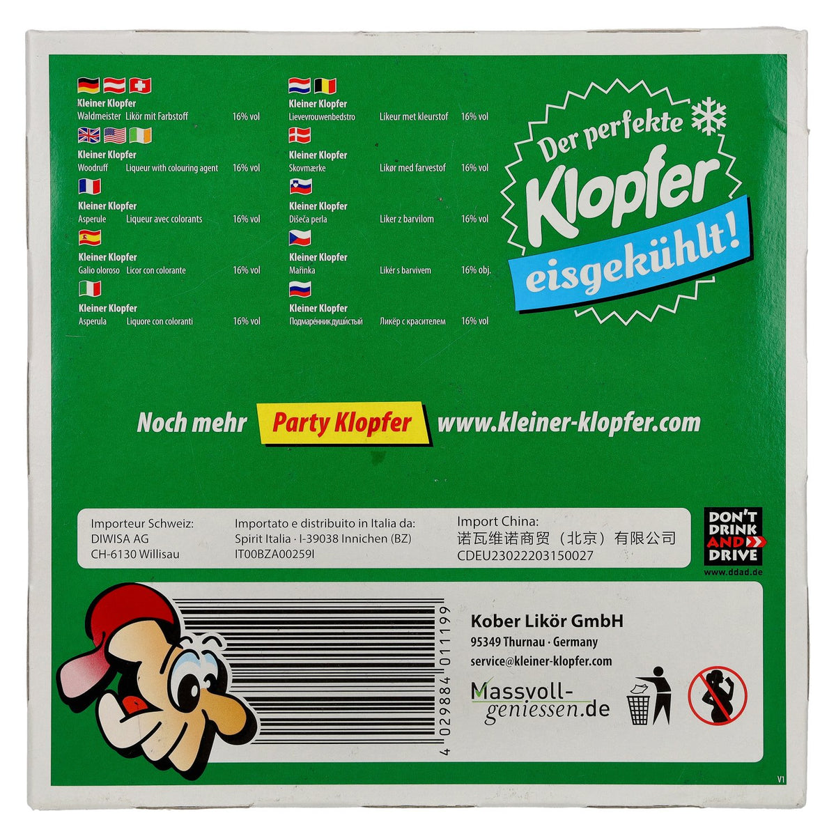 Kleiner Klopfer Waldmeister 16% vol. 25 x 0,02 l
