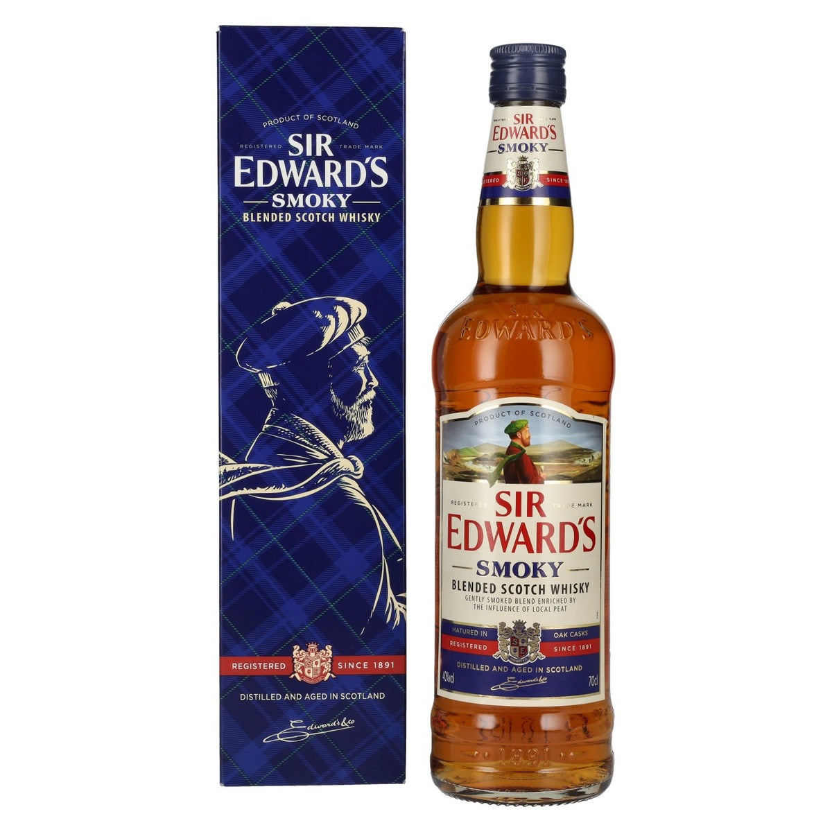 Sir Edward's SMOKY Blended Scotch Whisky 40% vol. 0.7 l in a gift box