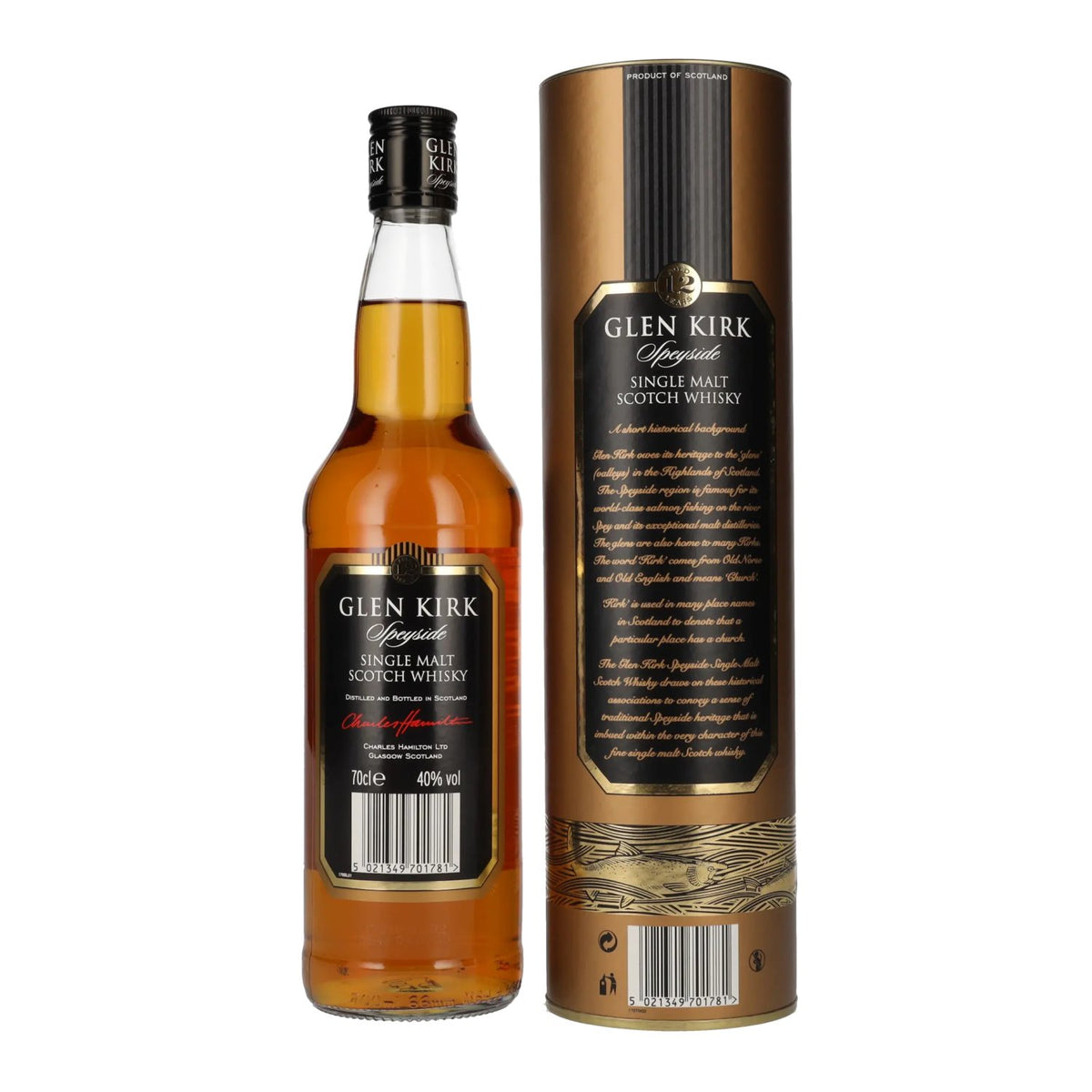 Glen Kirk 12-Year-Old Single Malt Scotch Whisky, 40% ABV, 0.7 litres, in a gift box