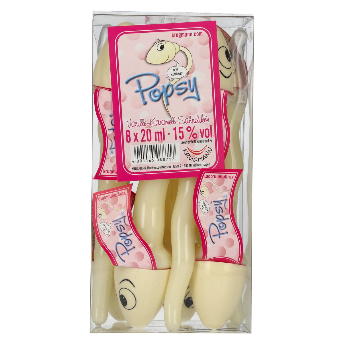 Krugmann Popsy Vanilla and Caramel Cream Liqueur 15% vol. 8 x 0.02 l PET