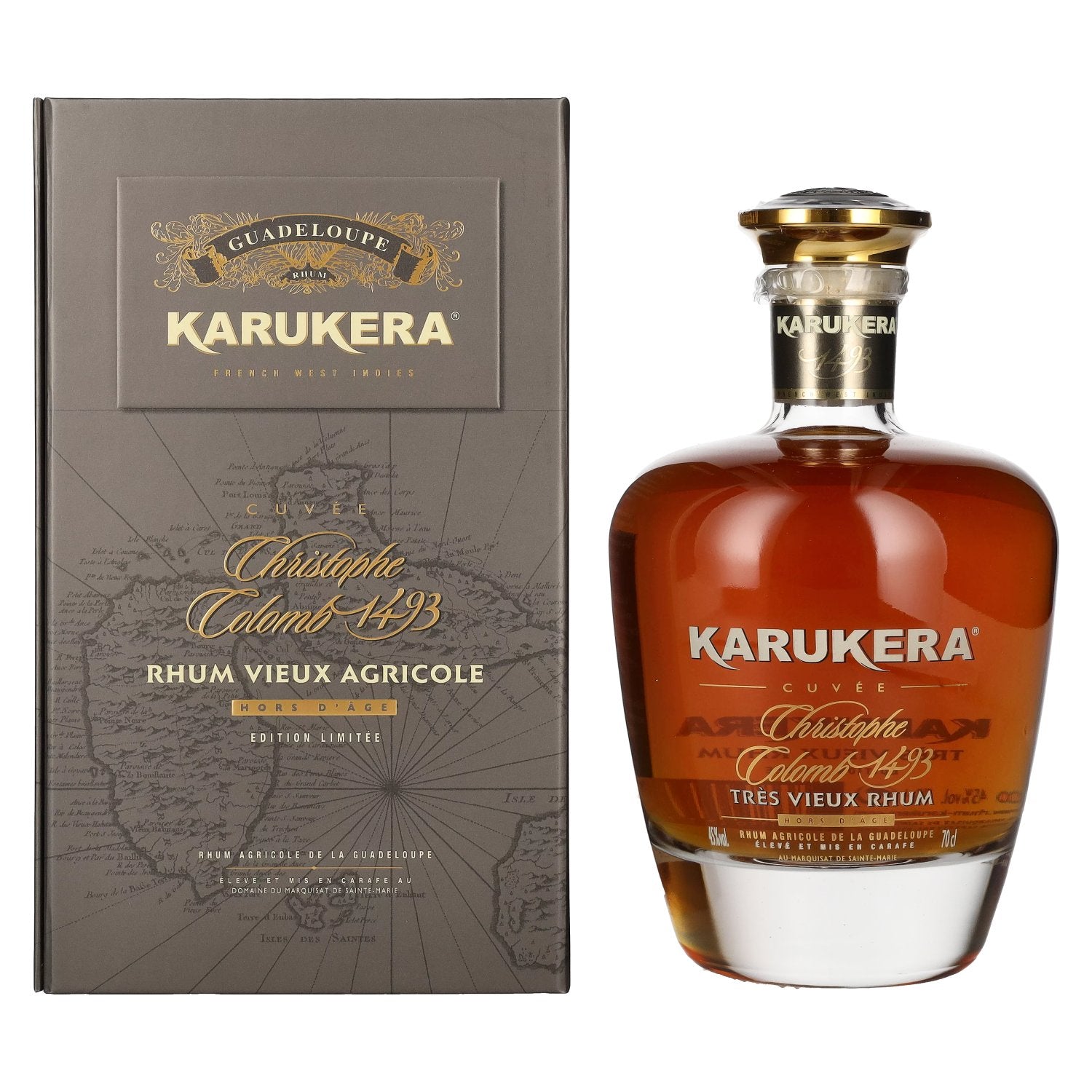 Karukera Cuvée Christophe Colomb 1493 Tres Vieux Rhum Hors d'Age 45% Vol. 0,7l en coffret cadeau