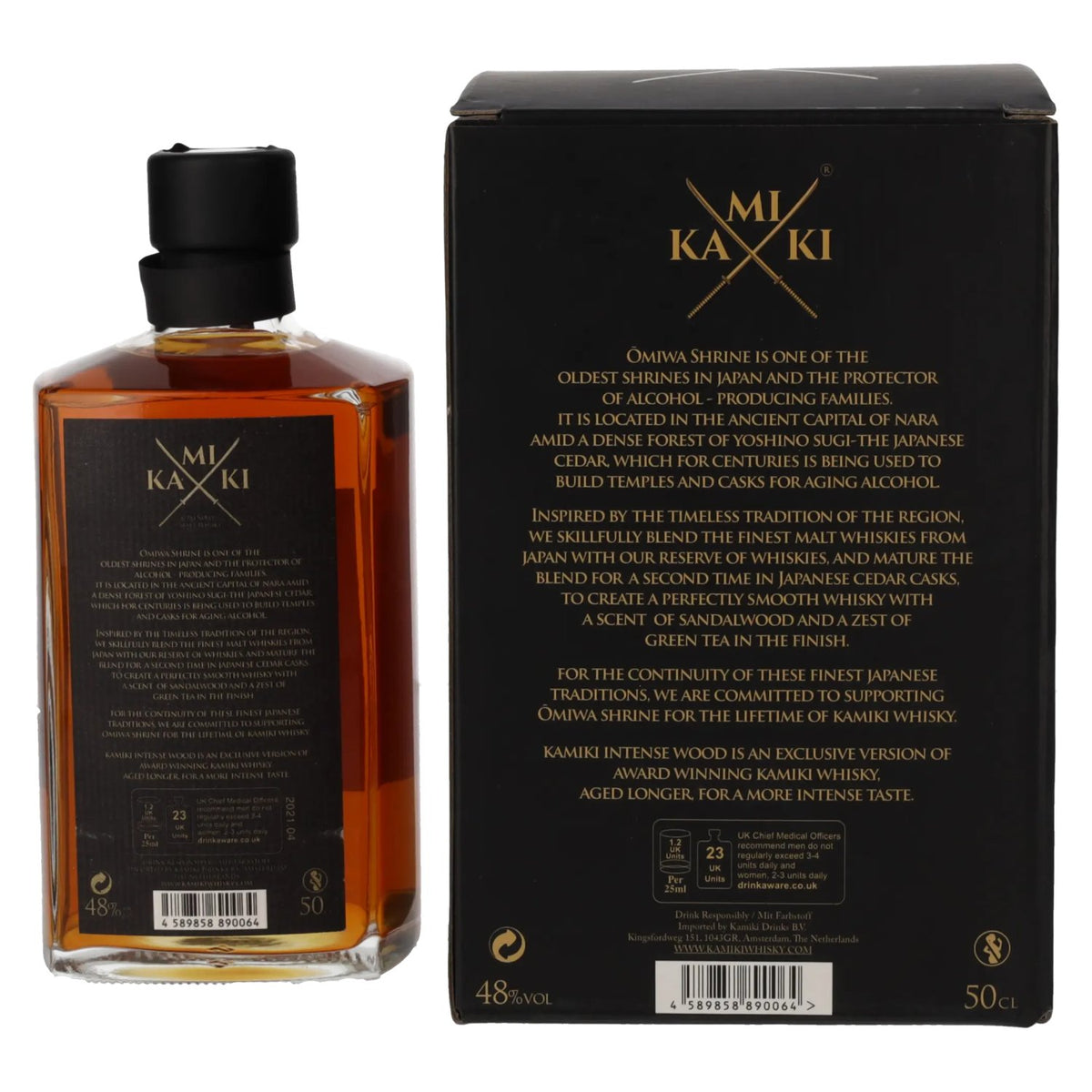 Kamiki Whisky blended malt Intense Wood, 48 % vol., 0,5 l, dans un coffret cadeau