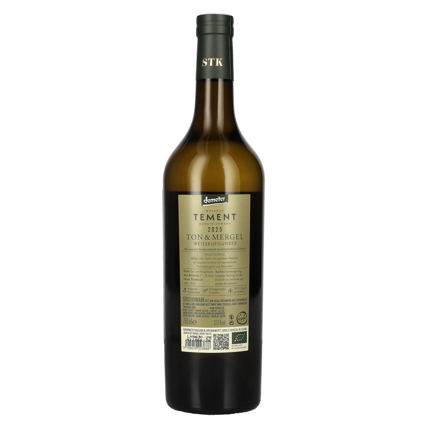 Tement Pinot blanc, argile et marne, Sud de la Styrie DAC 2025, 12 % vol., 0,75 l
