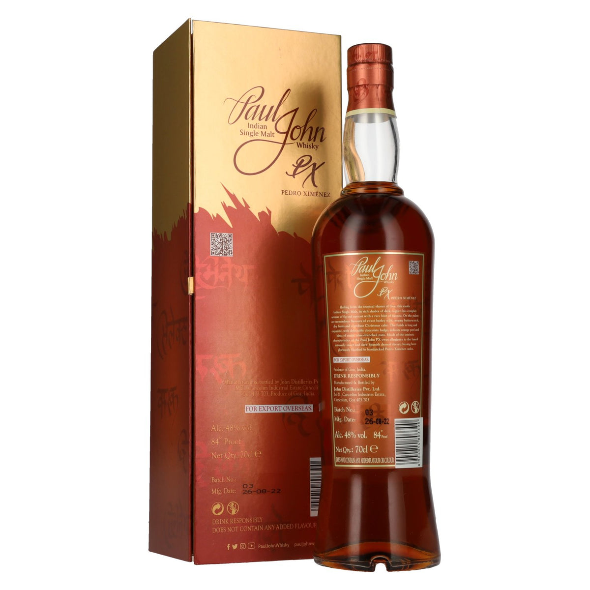Paul John PX SELECT CASK Indian Single Malt Whisky 48% Vol. 0,7l in Geschenkbox
