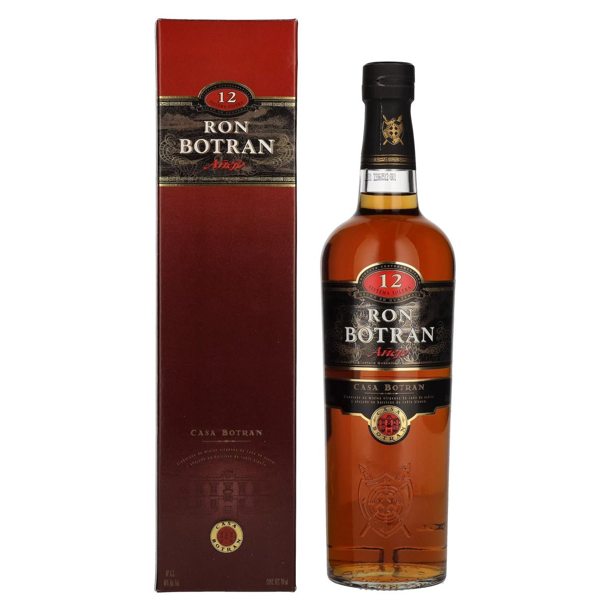 Botran Ron Añejo 12 Solera 40 % vol., 0,7 l, dans un coffret cadeau