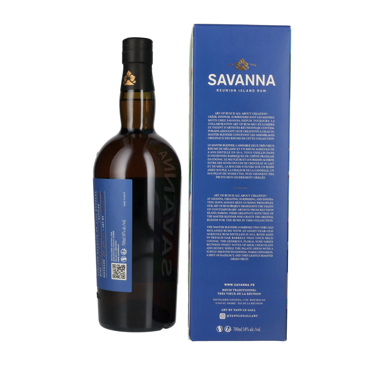 Savanna Art Of Rum YANN LE GALL Traditionnel Réunion-rum 54% vol. 0,7 l in geschenkverpakking