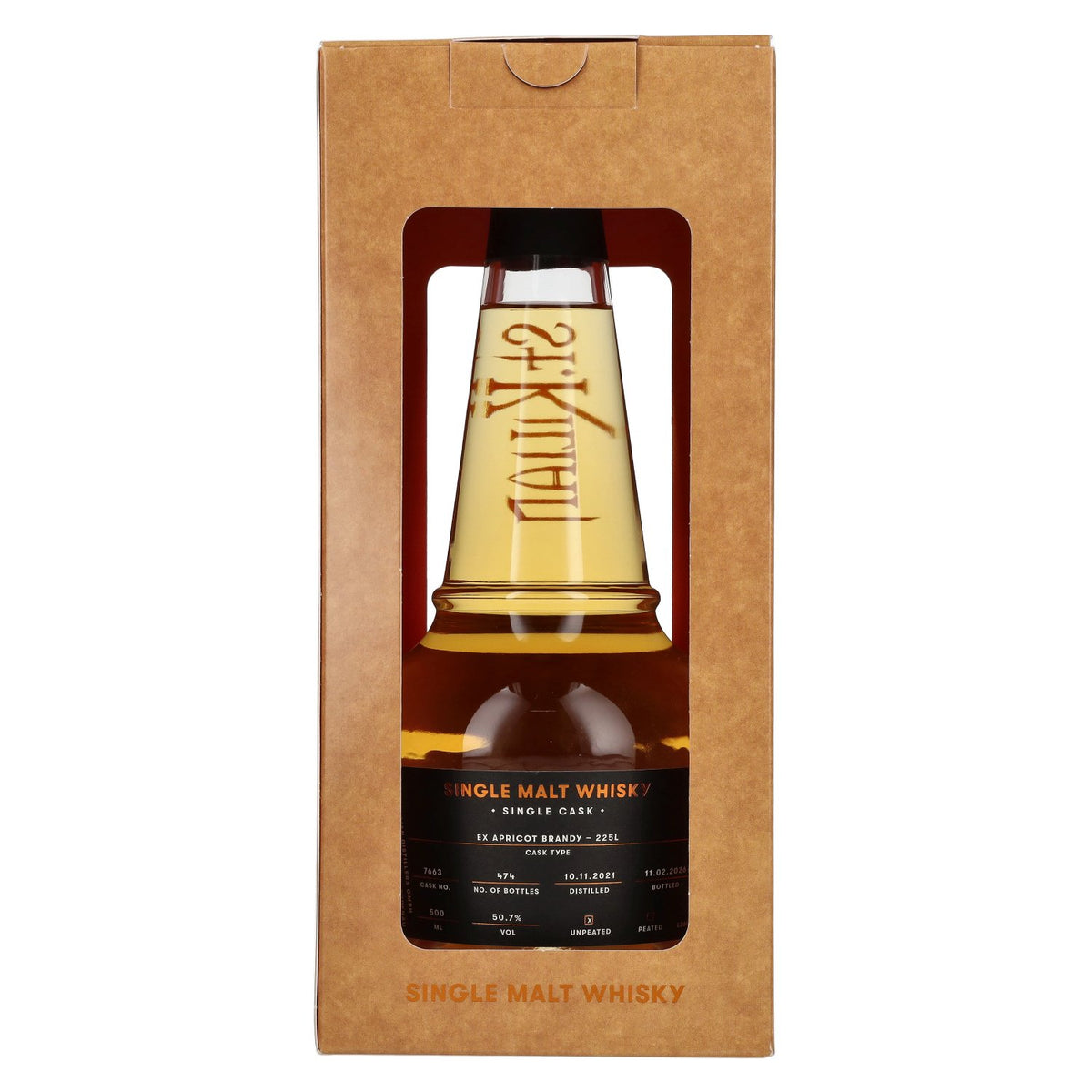 St. Kilian EX APRICOT BRANDY Whisky single malt en fût unique, 50,7 % vol., 0,5 l, dans un coffret cadeau