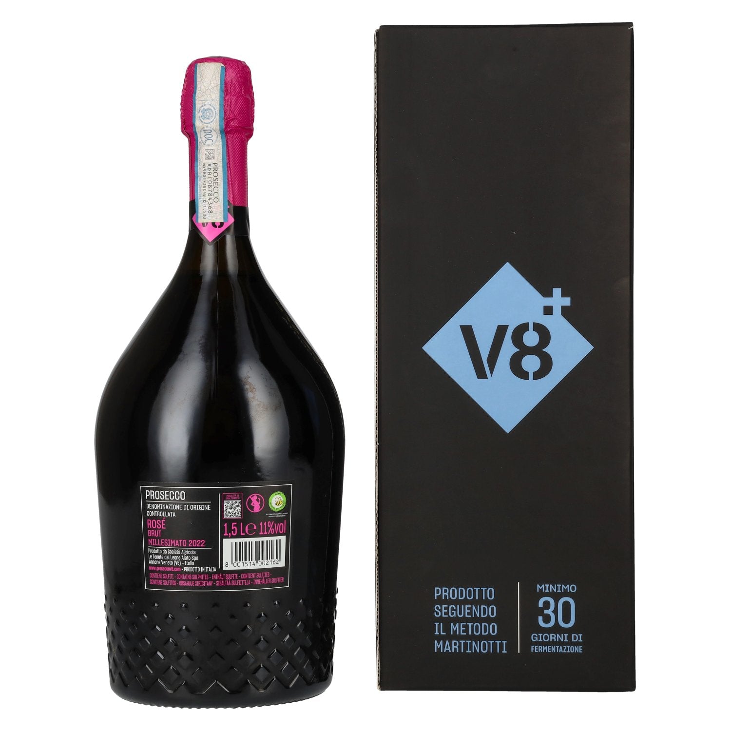 V8+ LELE Prosecco Rosé Brut Millesimato DOC 2022 11% vol. 1,5l en coffret cadeau