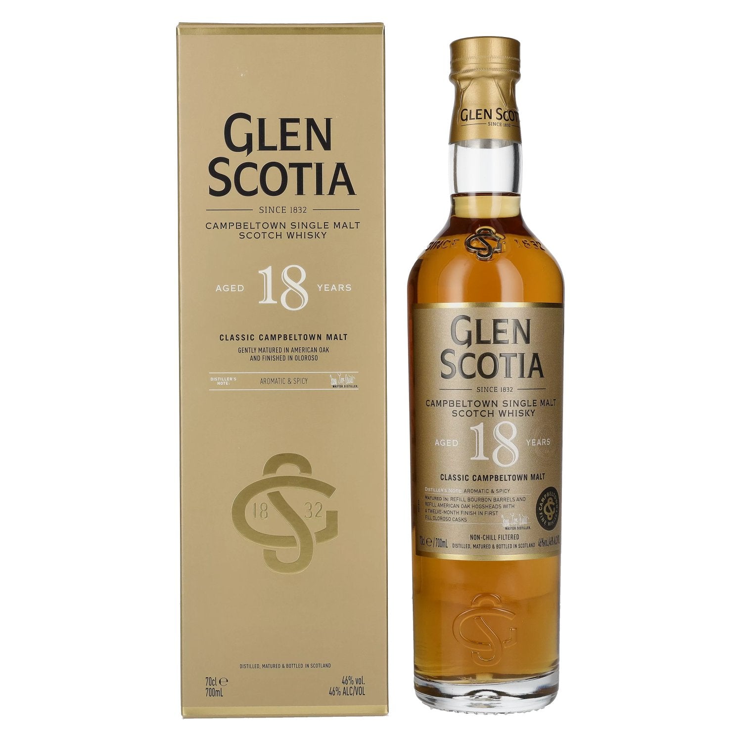 Glen Scotia 18 Years Old Single Malt Scotch Whisky 46% Vol. 0,7l in gift box