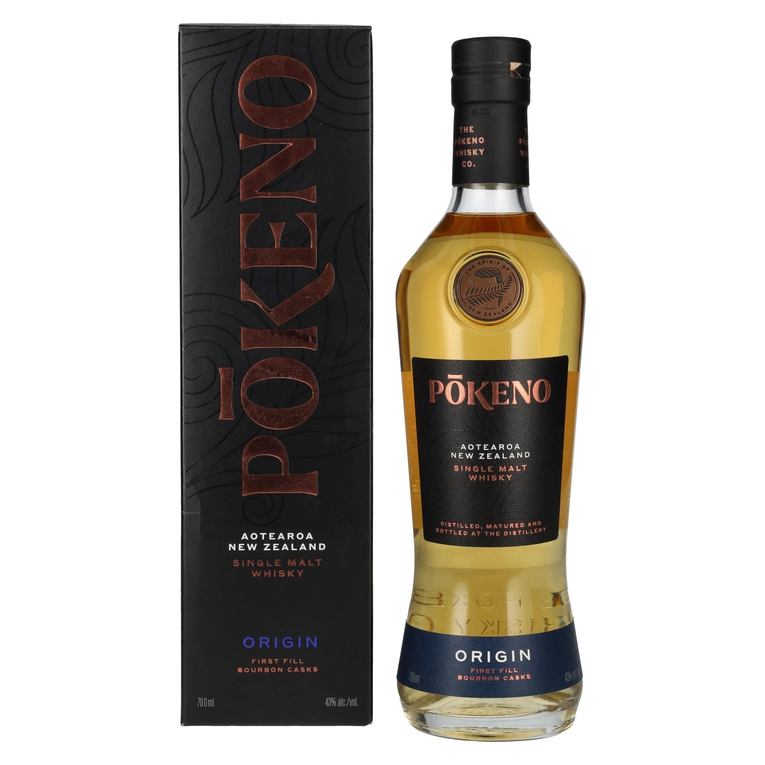 Pōkeno Origin Aotearoa New Zealand Single Malt Whisky 43% Vol. 0.7l in geschenkverpakking