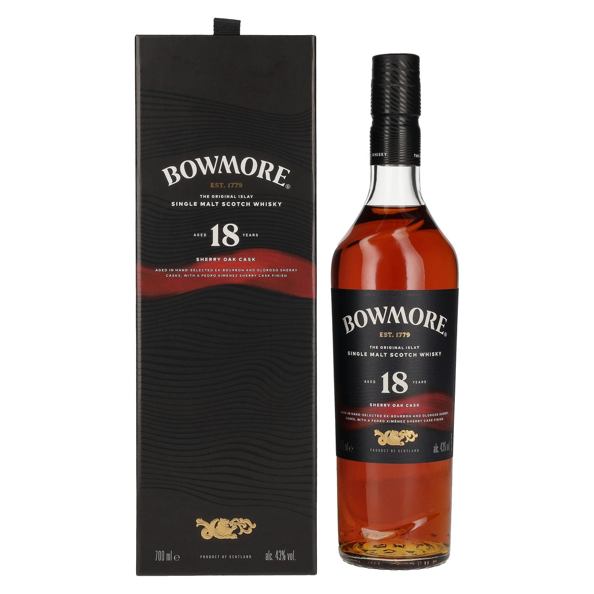 Bowmore 18 Years Old Sherry Oak Cask Islay Single Malt 43% vol. 0.7l in a gift box