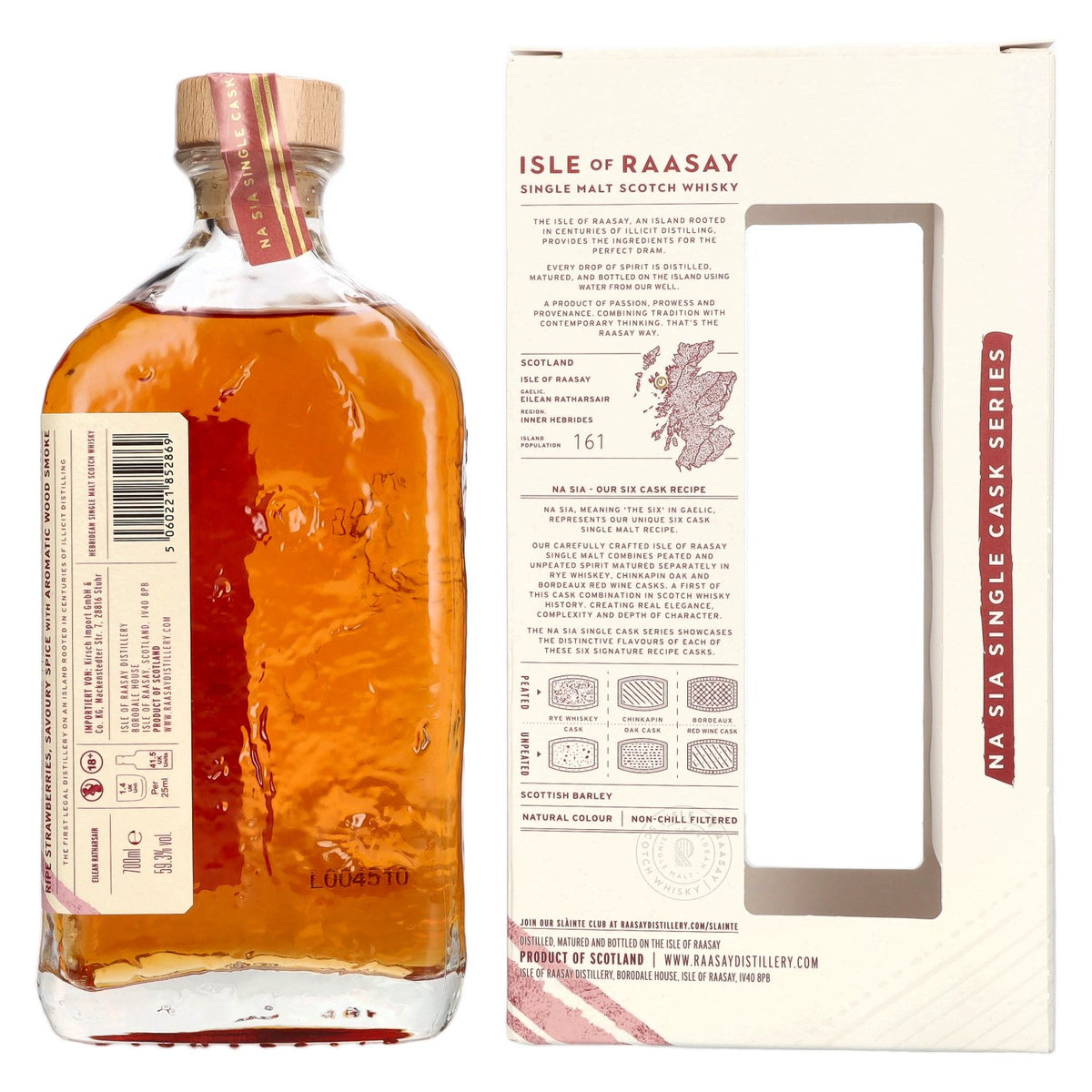 Isle of Raasay 7 Years Old Peated Bordeaux Red Wine Single Malt Single Cask #18/792 59,3% vol. 0,7 l in geschenkverpakking
