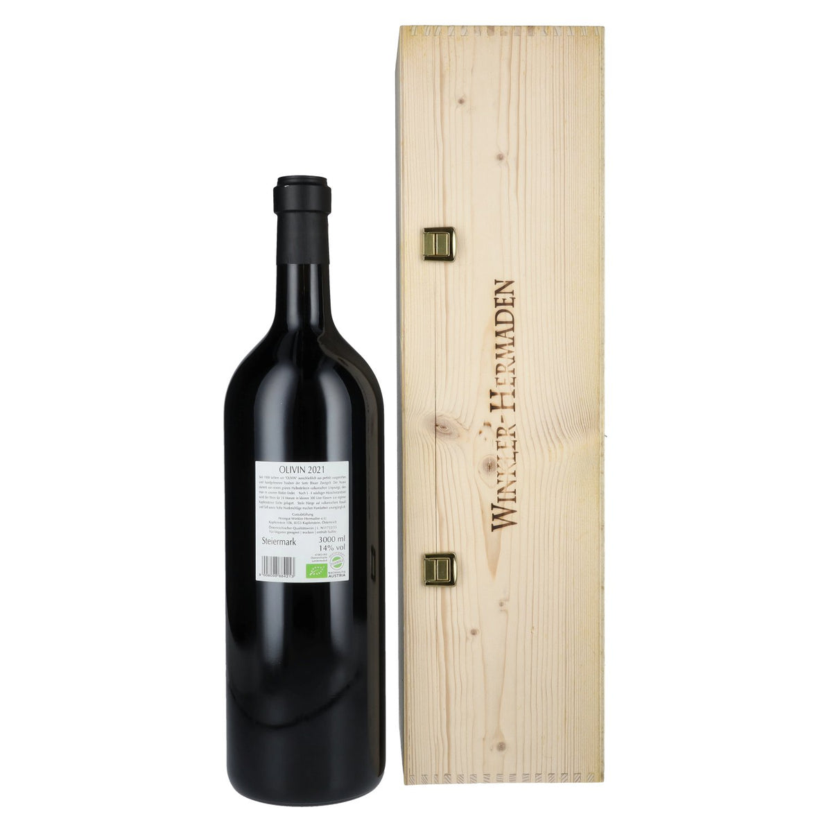 Winkler-Hermaden Olivin 2021 14% vol. 3 litres in a wooden crate