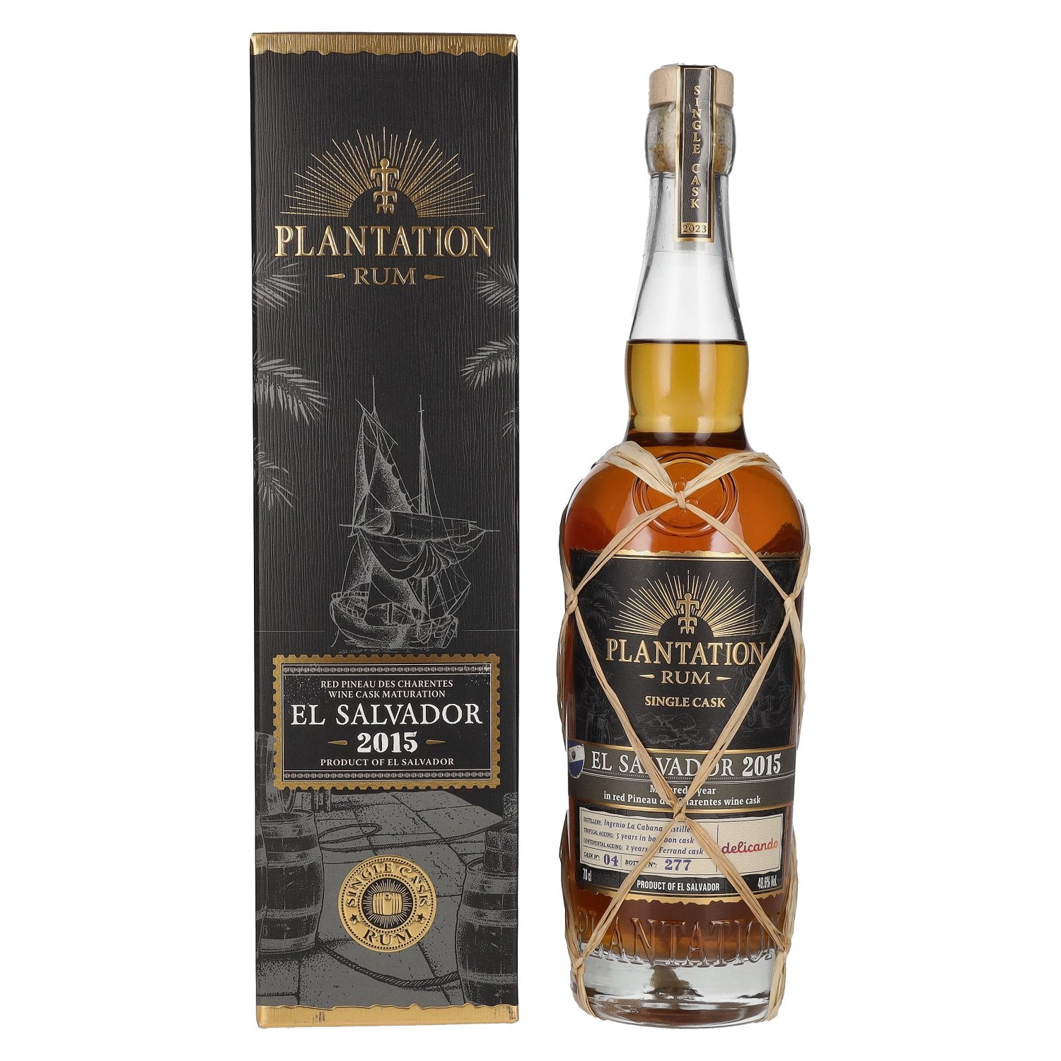 Plantation Rum EL SALVADOR 2015 Pineau des Charentes Finish by delicando 2023 48,6% Vol. 0,7l in Geschenkbox