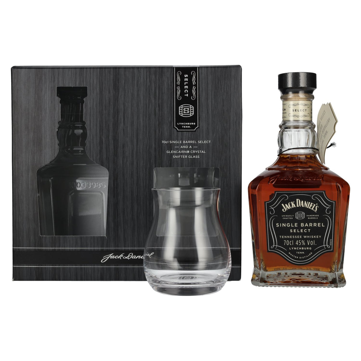 Jack Daniel's Select Single Barrel Tennessee Whiskey 45 % vol., 0,7 l, dans un coffret cadeau avec un verre de dégustation
