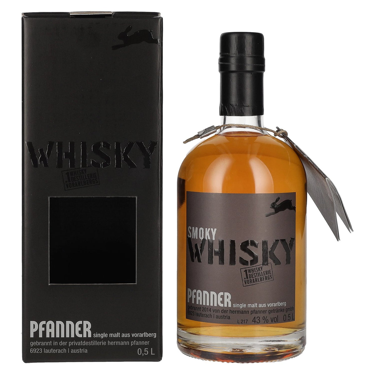 Whisky single malt Pfanner Smoky, 43 % vol., 0,5 l, dans un coffret cadeau