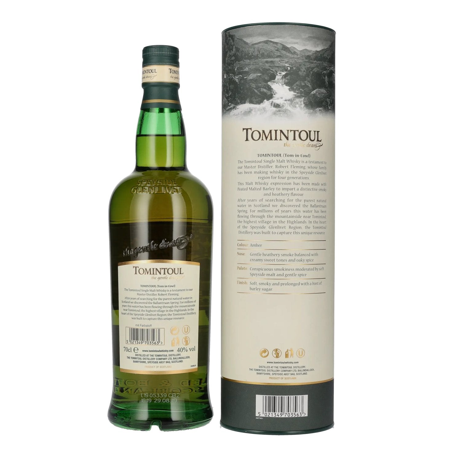 Tomintoul 15 Jaar Oud MET EEN PEATJE TANG 40% Vol. 0,7l in geschenkverpakking