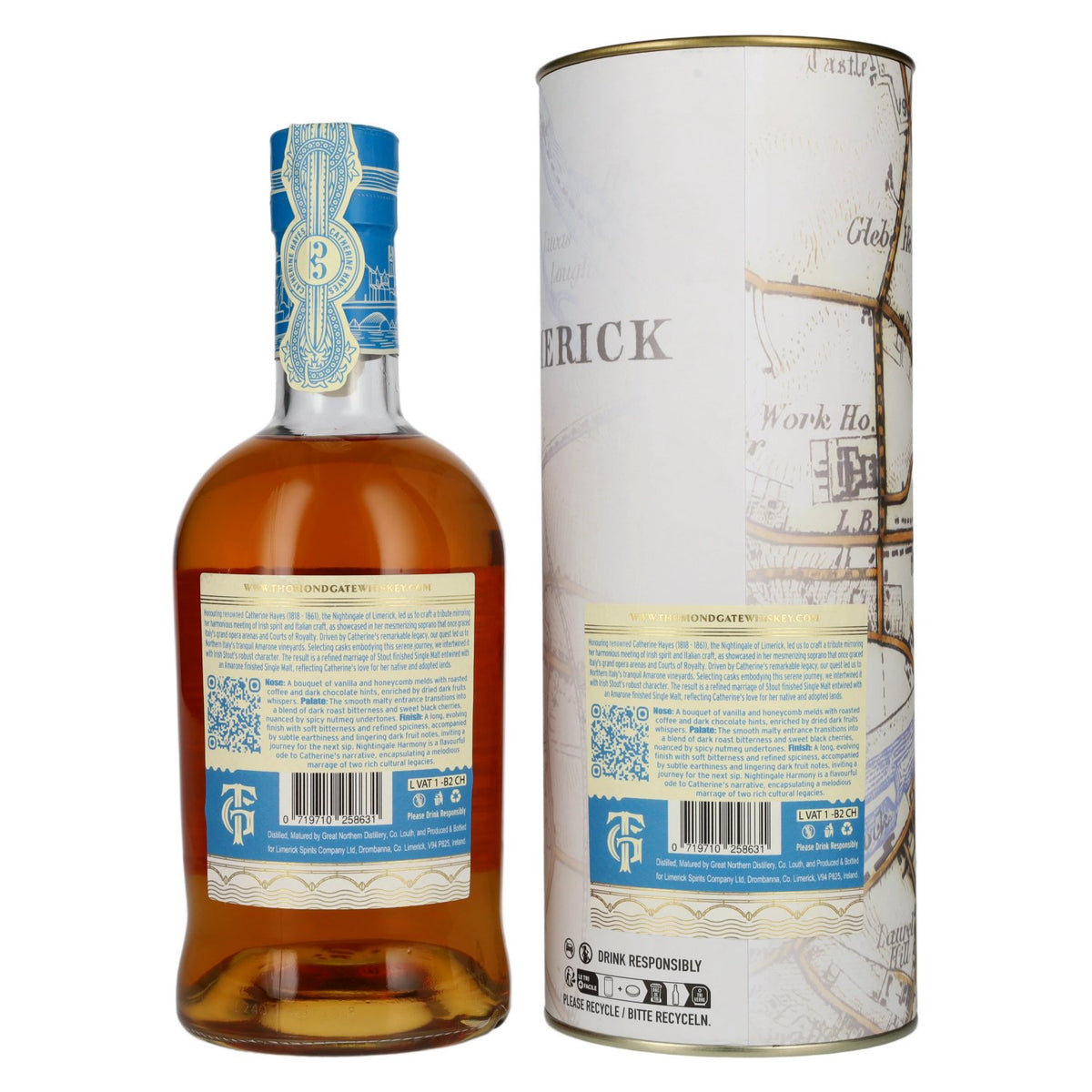 Thomond Gate The Nightingale Single Malt Irish Whisky 49% ABV 0.7l in a gift box