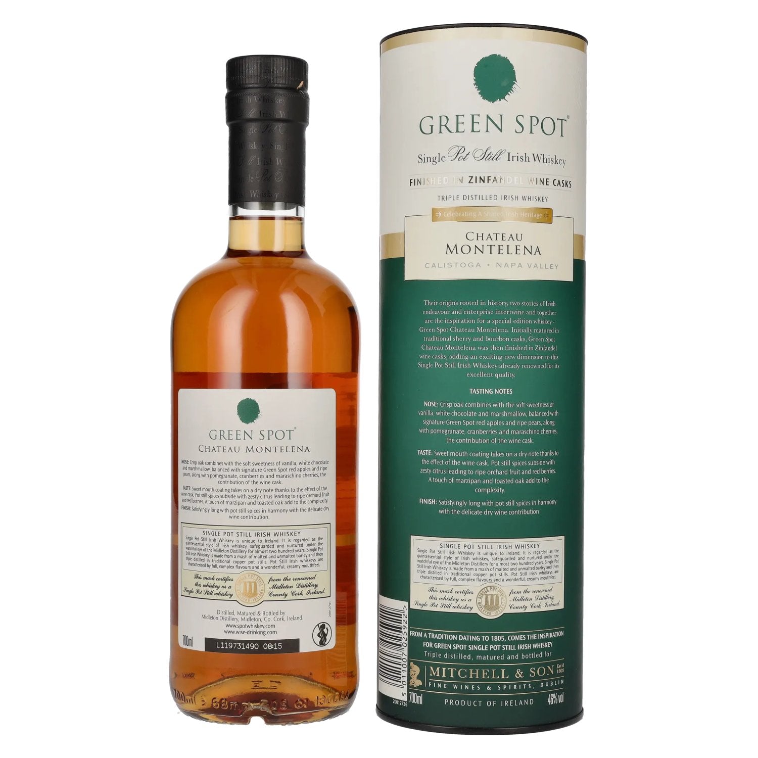 Green Spot CHATEAU MONTELENA Single Pot Still Irish Whiskey 46% Vol. 0,7l en boîte cadeau