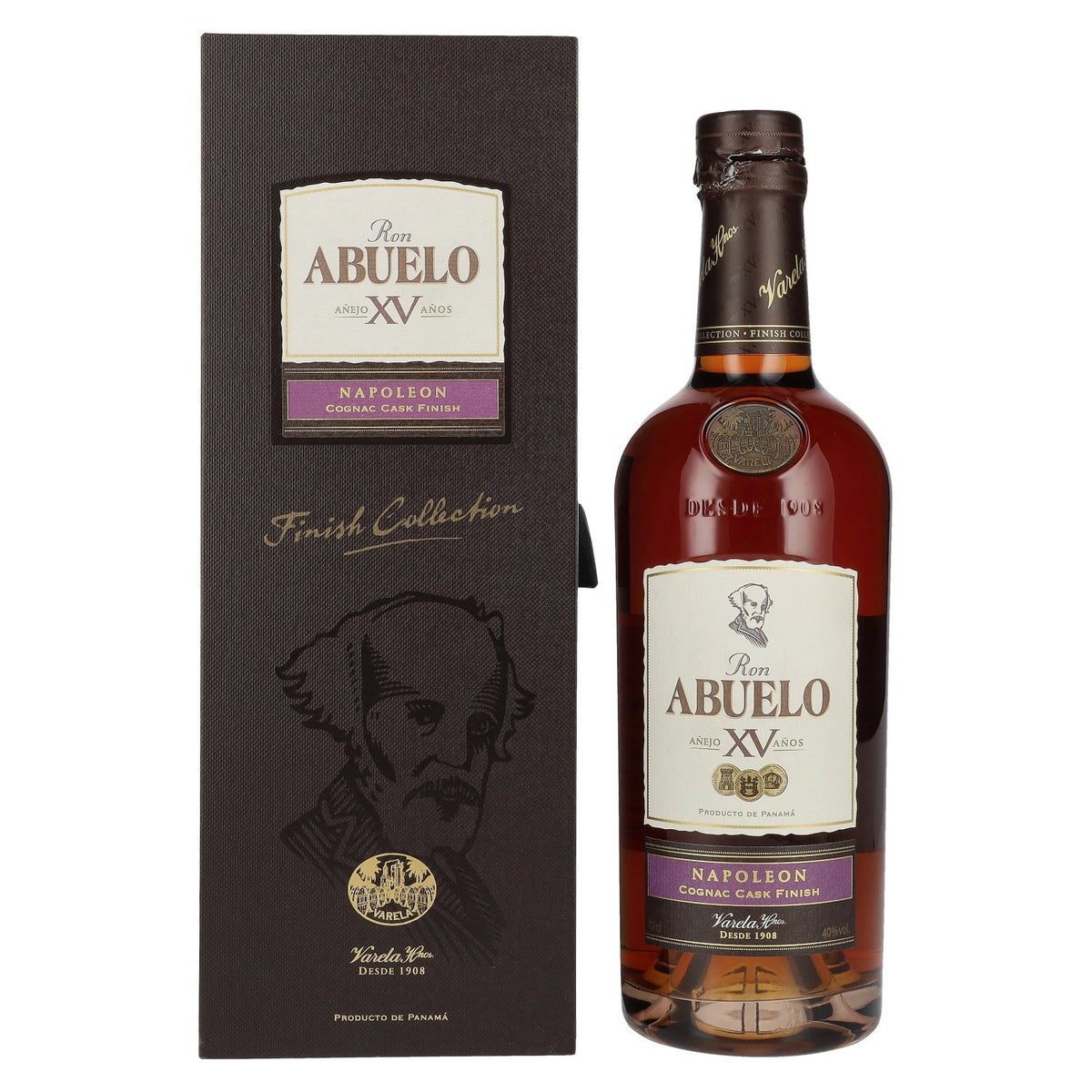 Ron Abuelo Añejo XV Años NAPOLEON Cognac Cask Finish 40% vol. 0,7 l in geschenkverpakking