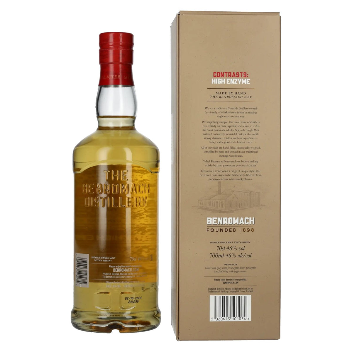 Benromach 12 Years Old HIGH ENZYME 1st-fill Bourbon Barrels Speyside Single Malt 2012 46% vol. 0.7 l in a gift box