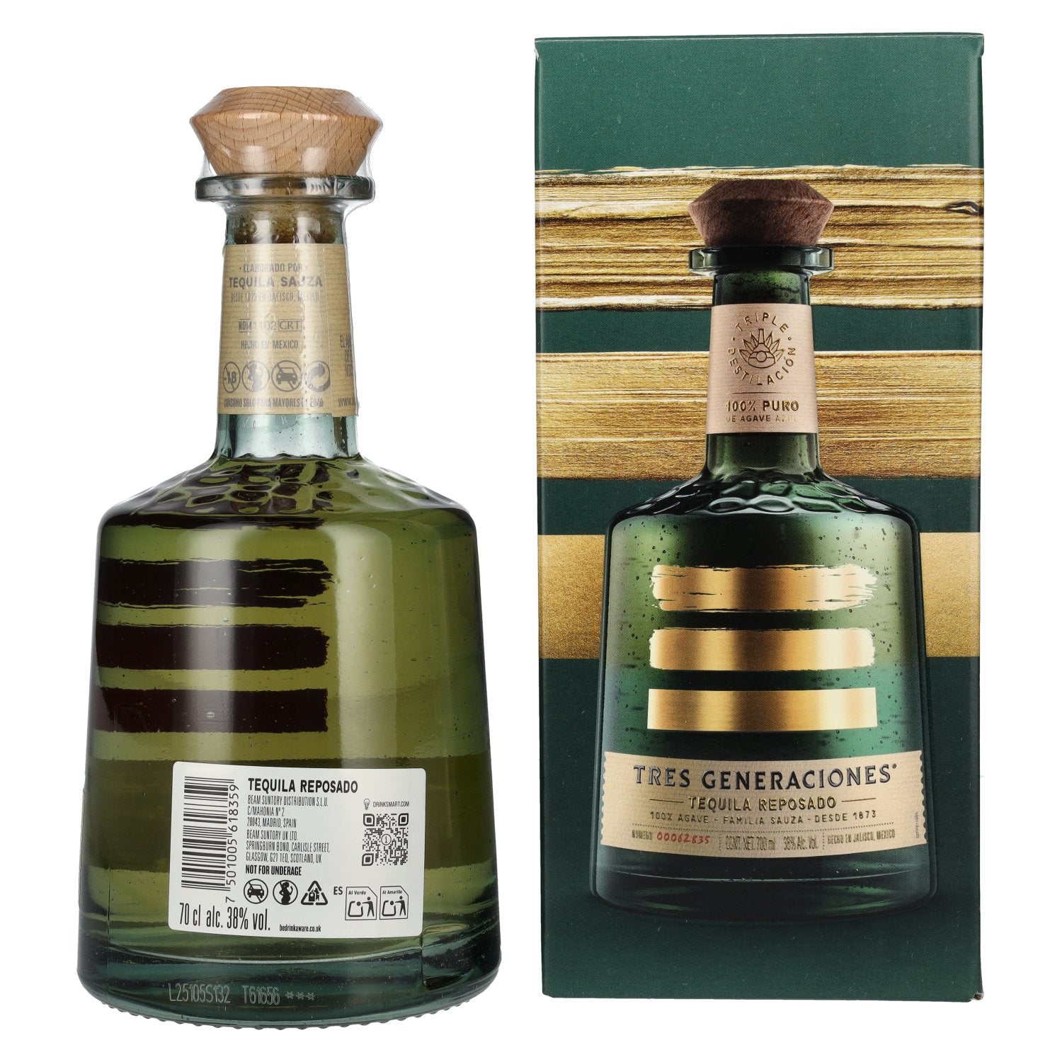 Tres Generaciones Tequila Reposado 100% Agave 38% Vol. 0,7l in Geschenkbox