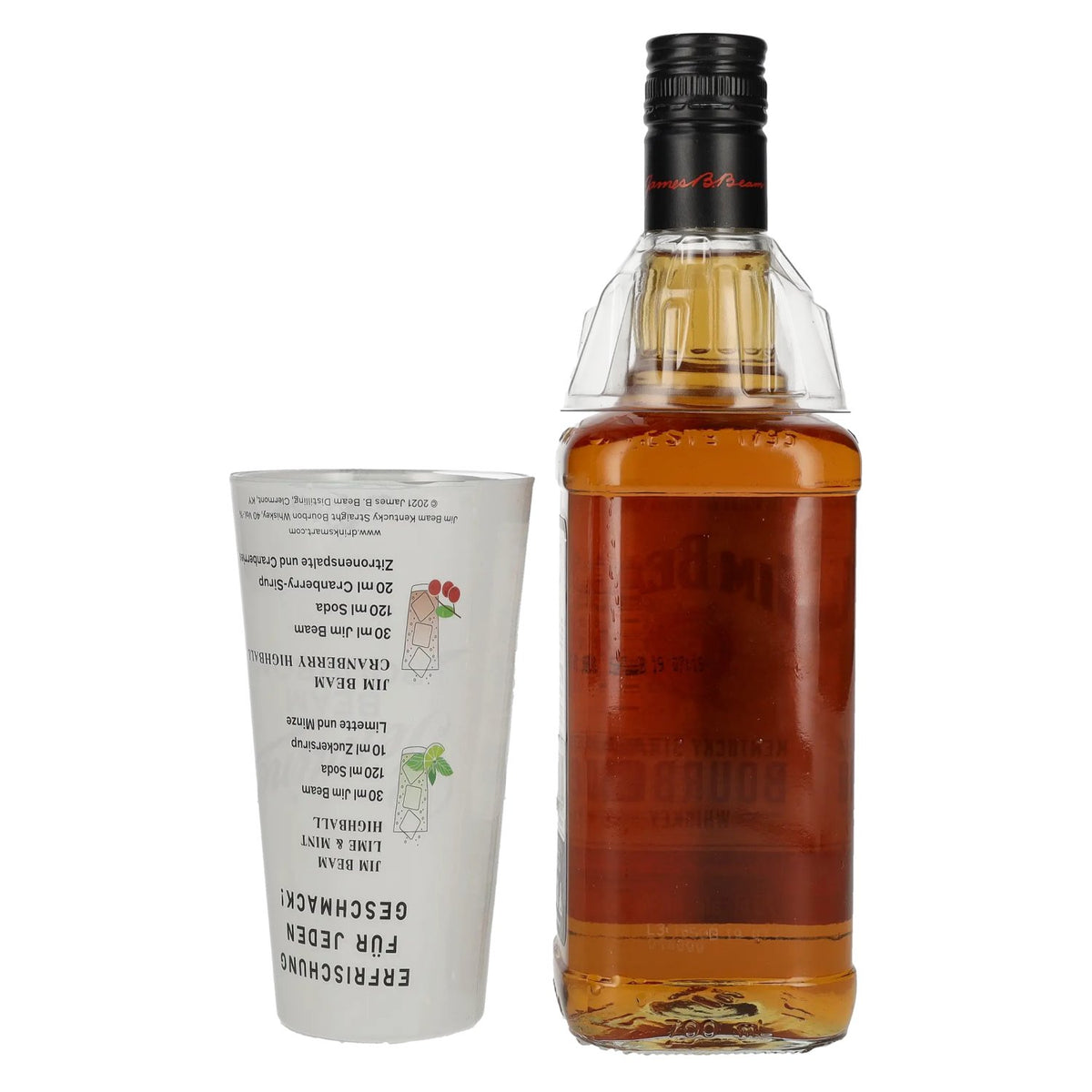 Whisky Jim Beam Kentucky Straight Bourbon 40 % vol., 0,7 l, avec un verre Highball
