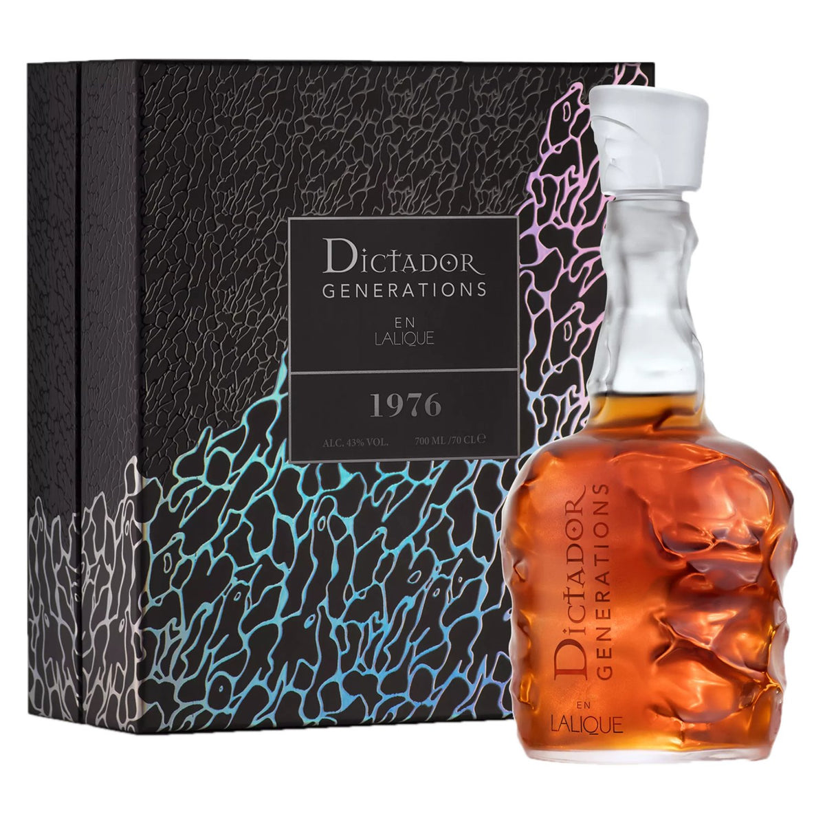Dictador Generations de LALIQUE 1976, 43 % vol., 0,7 l, dans un coffret cadeau avec un échantillon de 0,03 l