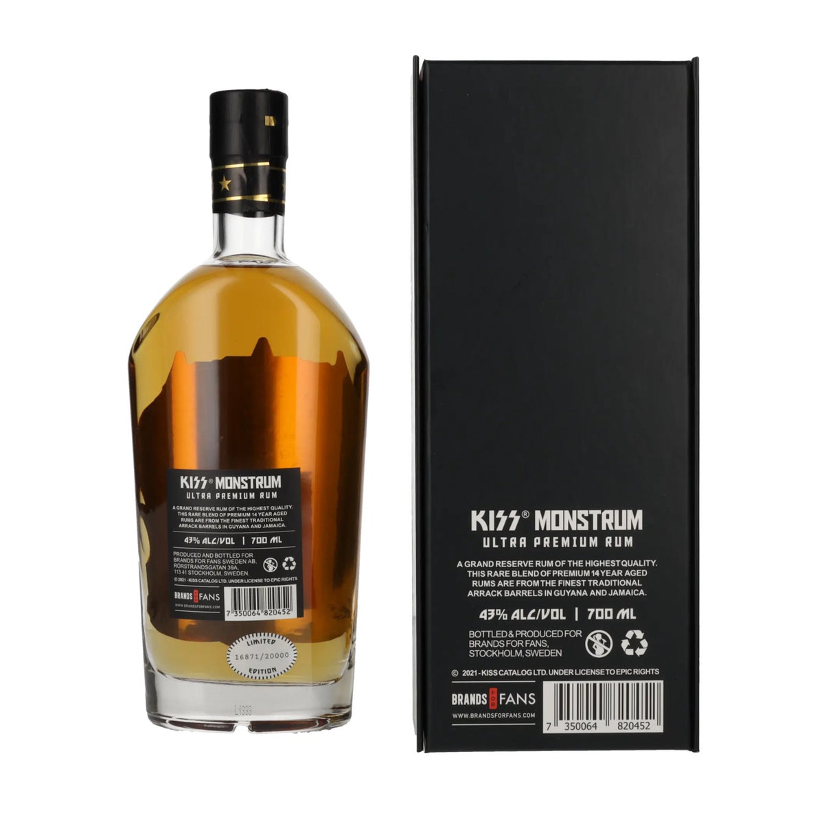 Kiss Monstrum 14 ans d'âge, rhum ultra premium 43 % vol., 0,7 l, dans un coffret cadeau