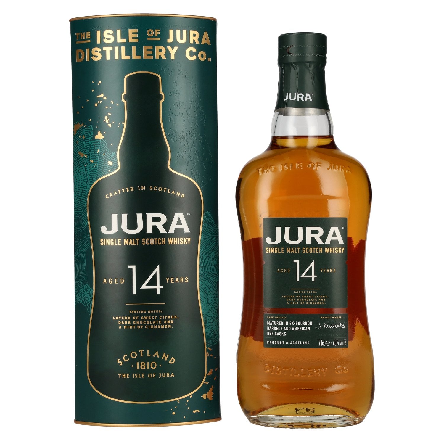 Jura 14 Years Old American Rye Cask Single Malt Scotch Whisky 40% Vol. 0,7l in geschenkverpakking