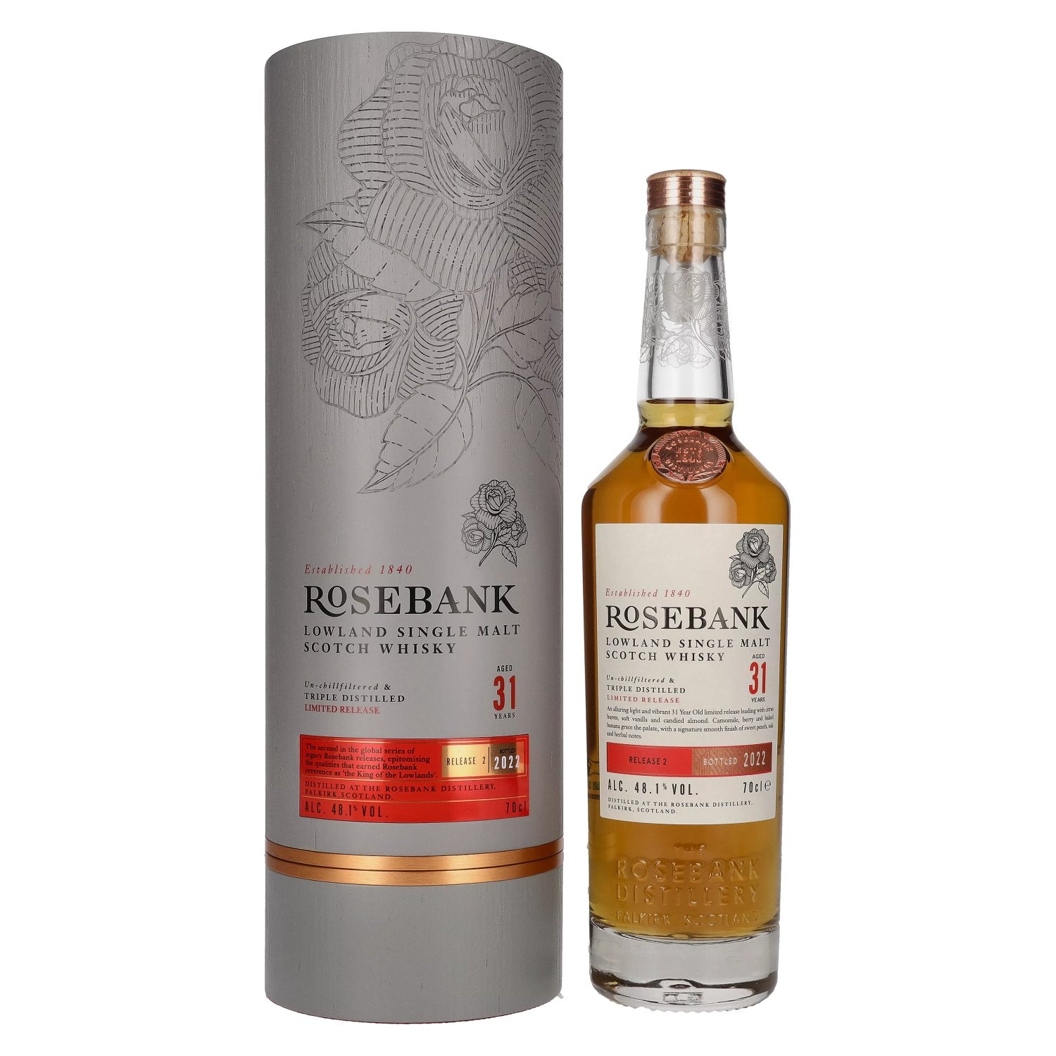 Rosebank 31 Years Old Lowland Single Malt Limited Release 2 2022 48,1% vol. 0,7l en boîte cadeau