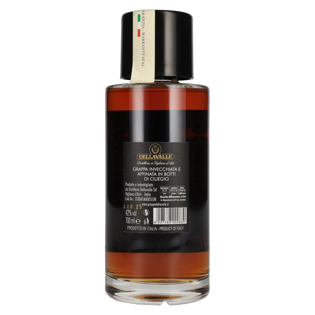Dellavalle Grappa Aged in Cherry Wood Barrels 42% vol. 0.7 l