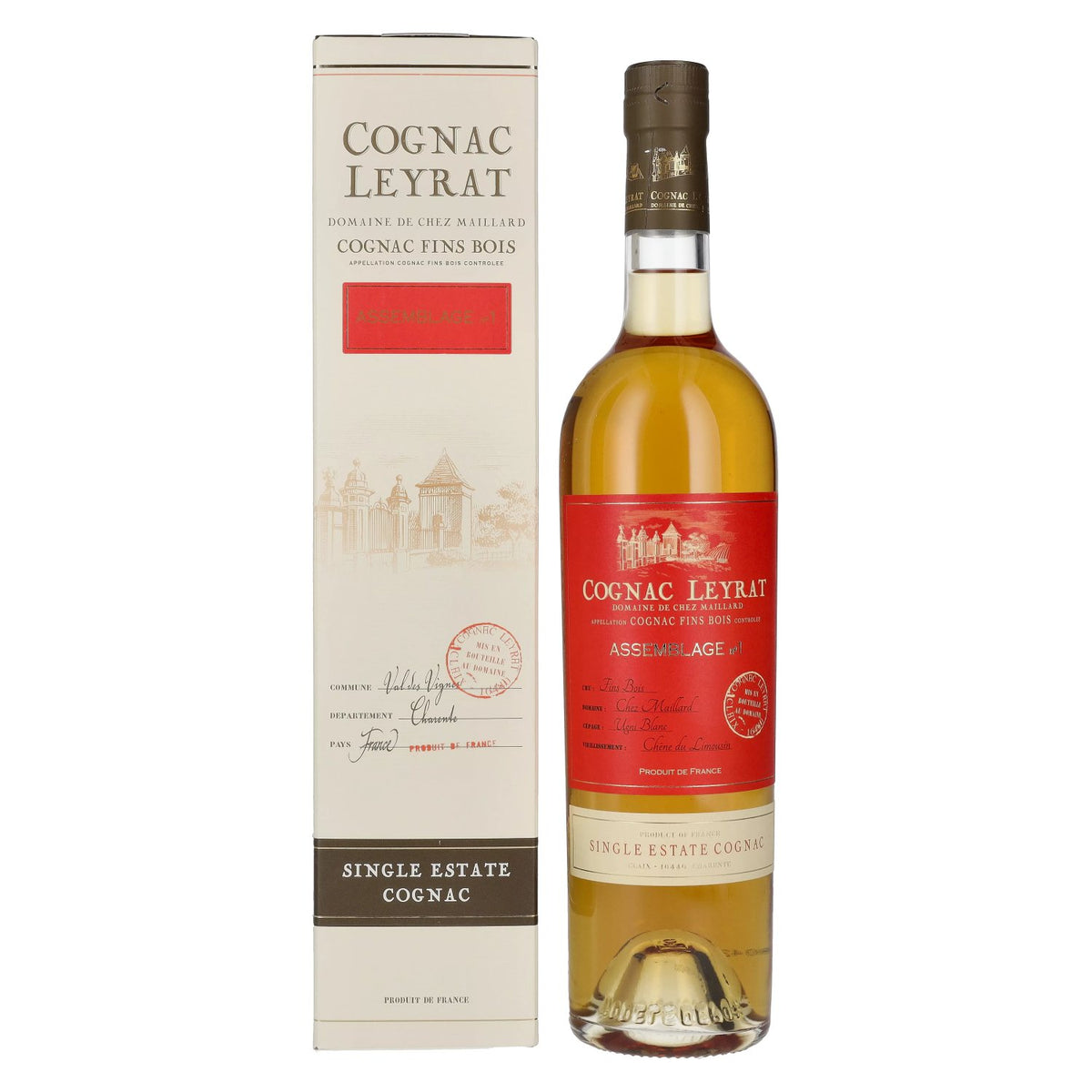 Cognac Leyrat ASSEMBLAGE N° 1 Single Estate Cognac 42% vol. 0,7 l in geschenkverpakking